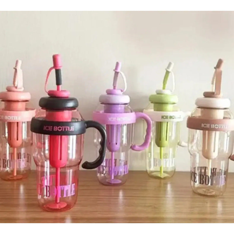 Vaso Con Manija Sorbete  E Infusor F/c Ice Cream 1200ml Fucsia Y Negro