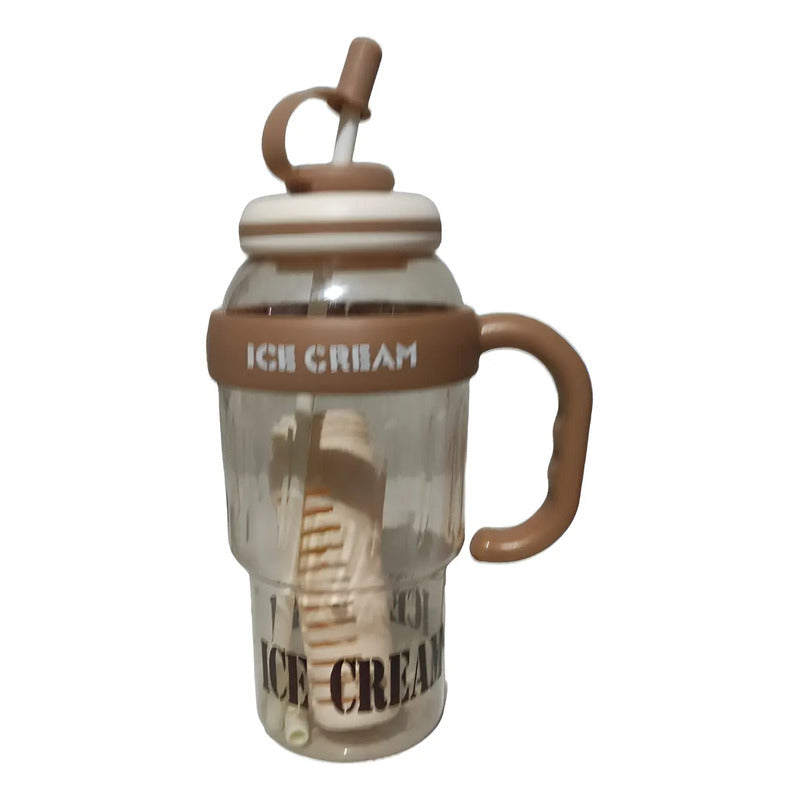Vaso Con Manija Sorbete  E Infusor F/c Ice Cream 1200ml Marrón Claro