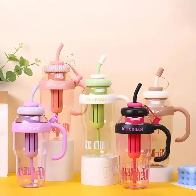 Vaso Con Manija Sorbete  E Infusor F/c Ice Cream 1200ml Fucsia Y Negro