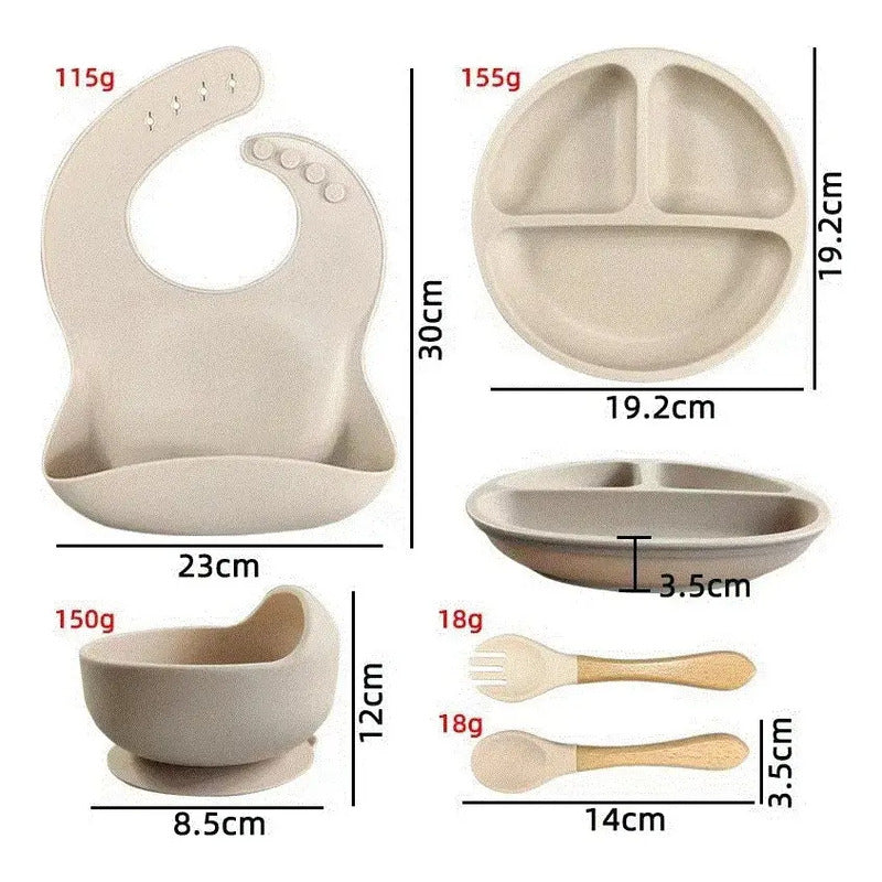 Set, Kit De Alimentación Para Bebes  - Aprendiendo A Comer Verde Musgo