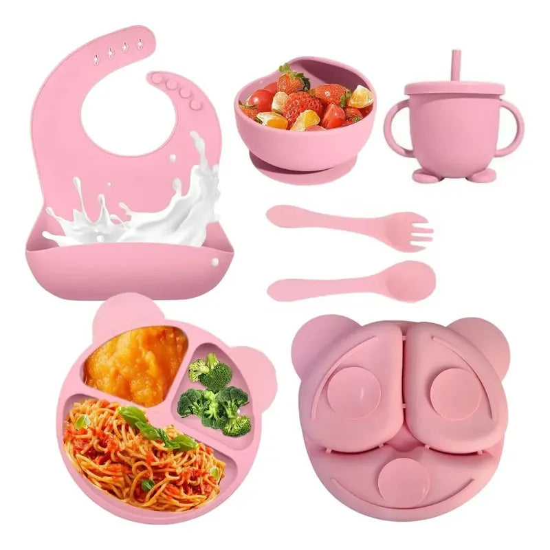 Set, Kit De Alimentación Para Bebes  - Aprendiendo A Comer Verde Musgo