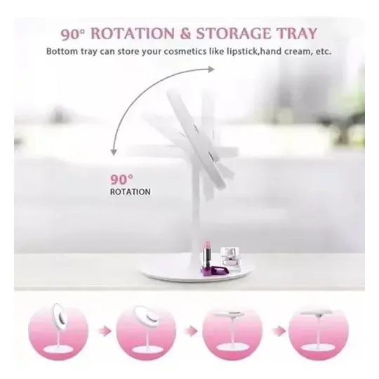 Espejo De Maquillaje Con Luz Led Táctil 3 Tonos De Luz Blanco