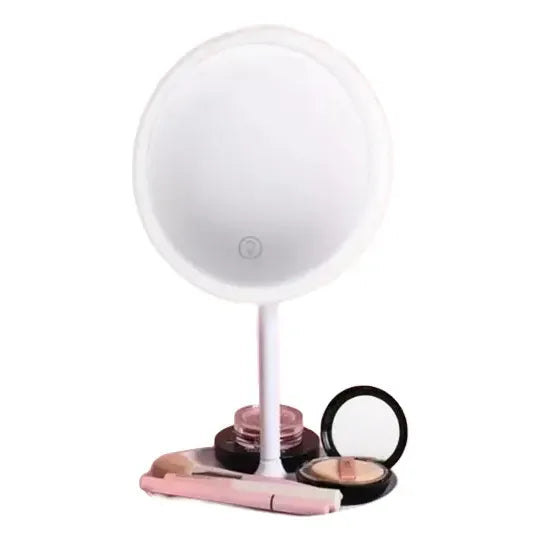 Espejo De Maquillaje Con Luz Led Táctil 3 Tonos De Luz Rosa