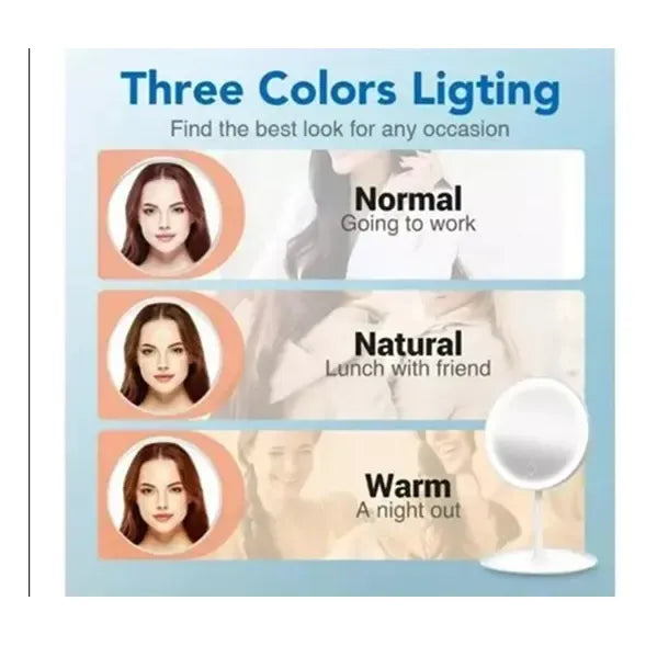 Espejo De Maquillaje Con Luz Led Táctil 3 Tonos De Luz Blanco